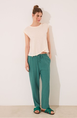 WOMEN'SECRET Cotton T-shirt with shells Ivory 3