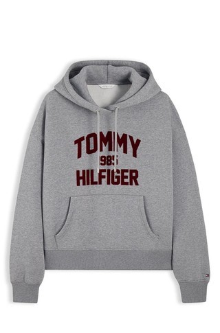 Varsity logo relaxed fit pulover s kapuco in flisirano notranjostjo
