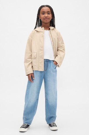 Široke jeans hlače z visokim pasom za deklice