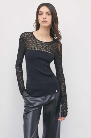 Lace-effect knit midi jumper
