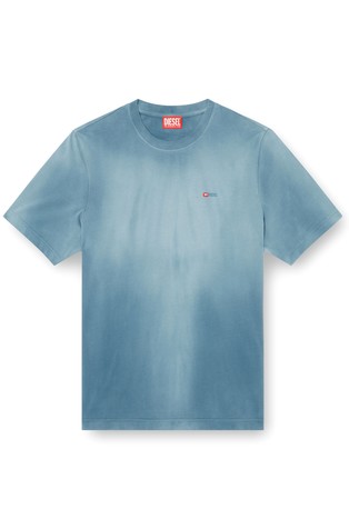 DIESEL Faded T-shirt with micro logo embroidery Light Blue 4