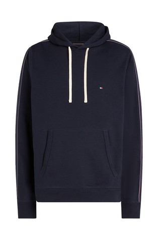 TOMMY HILFIGER Global Stripe pulover s kapuco in kontrastnimi detajli Modra - Dark Blue 5