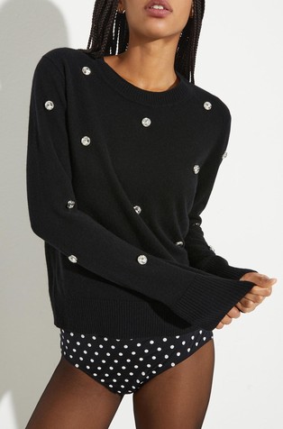 Rhinestone-embroidered jumper
