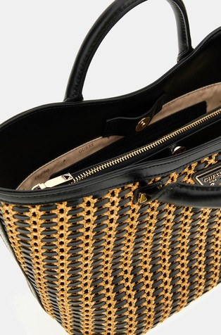 GUESS Atalia torba iz umetne rafije Večbarvna - Natural / Black 3