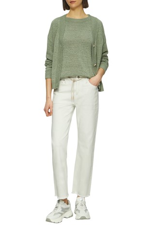S.OLIVER Regular fit jeans hlače s skrajšano dolžino in vrvico v pasu Bela - White 3