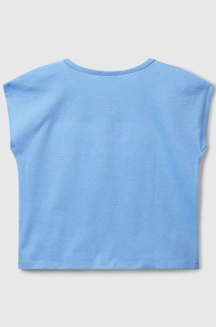 BENETTON Majica brez rokavov z logotipom iz bleščic Modra - Sky Blue 2