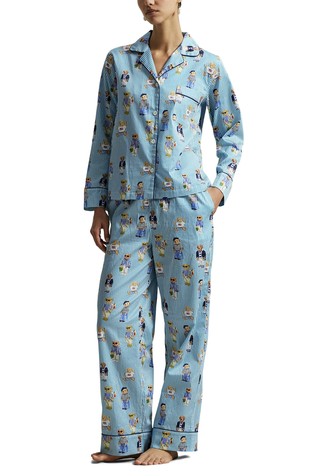 Polo Bear črtasta bombažna pižama z dolgimi rokavi