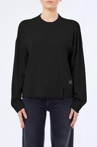 Wool-blend jumper with logo patch