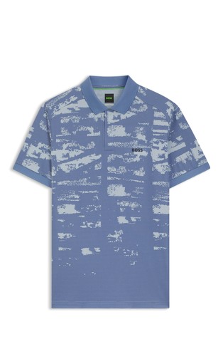 Active slim fit polo majica z žakarskim vzorcem