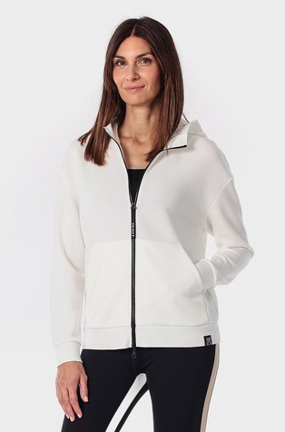 Modal-blend zip-thru hoodie