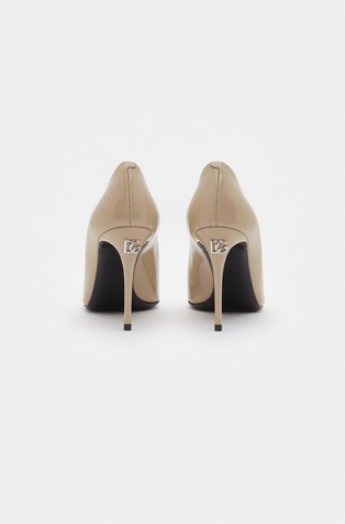 DOLCE &amp; GABBANA Kim x Dolce&amp;Gabbana Polished Lollo leather pumps Beige 3