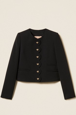 Crêpe jacket with heart-shaped buttons