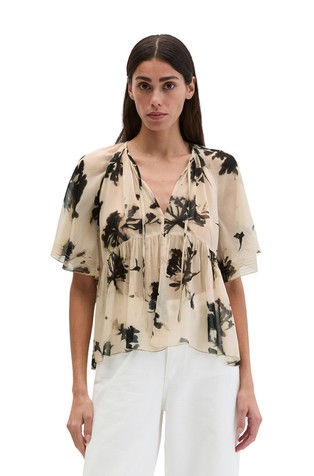 Ohlapna viskozna bluza s cvetličnim vzorcem