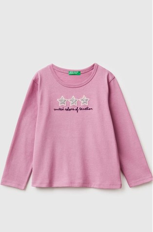 Bombažna majica z dolgimi rokavi in bleščicami