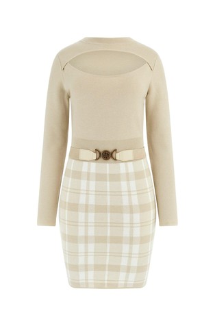 Kratka pletena obleka s pasom