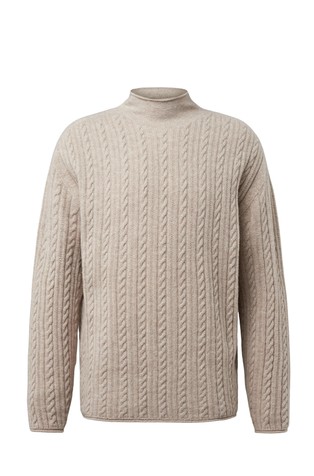 Knitted jumper with mock-neck in virgin wool