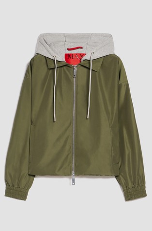 Satenasta bomber jakna s kapuco