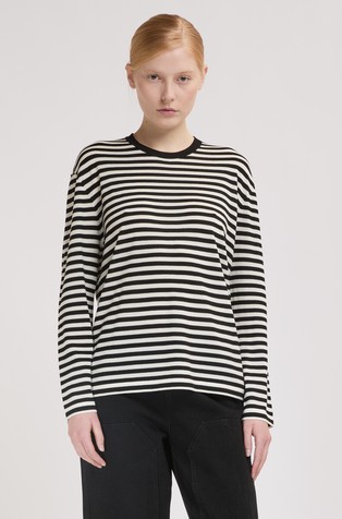 Striped wool long-sleeved tee