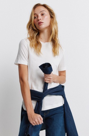 Cotton basic round neck T-shirt
