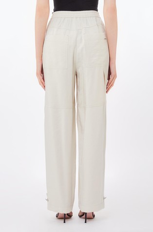 LIU JO Relaxed fit shiny viscose-blend trousers Naturale 2