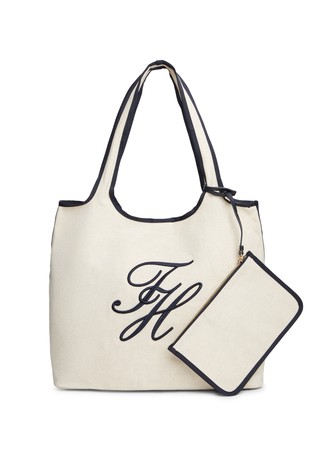 Canvas Beach Tote Bag With Pouch