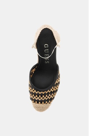 GUESS Charmi prepleteni sandali s polno peto in zasnovo espadril Bež - Beige / Black 4
