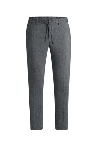 Regular-fit trousers in a linen blend with drawstring