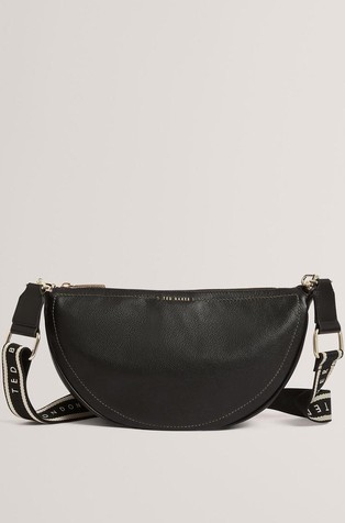 Logo Strap Leather Sling Crossbody Bag