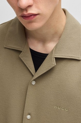 HUGO BOSS Oversized fit srajca iz strukturiranega jerseya Zelena - Open Green 3