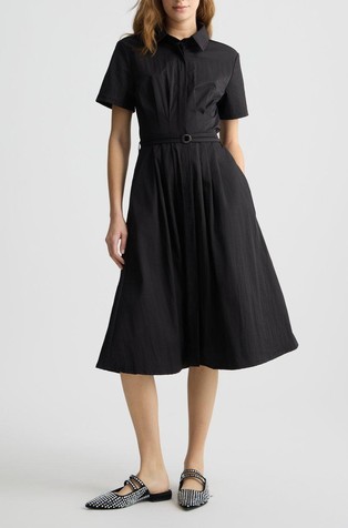 Midi shirt dress with belt