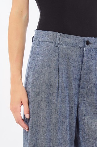 LIU JO Flared trousers in linen-blend Blue 3
