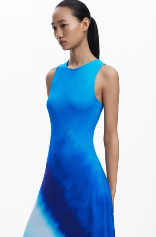 DESIGUAL Sleeveless dress in stretch viscose Blue 5