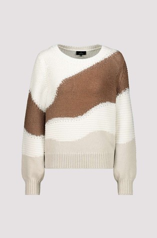 MONARI Pleten pulover z intarzijskim vzorcem Večbarvna - Off-White / Multi 6
