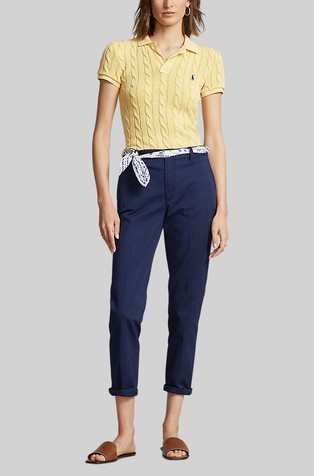 RALPH LAUREN Slim fit bombažne chino hlače Modra - Blue 4