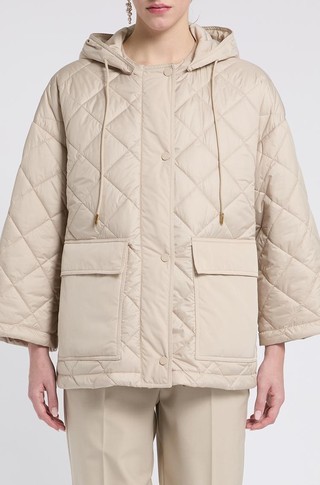 Oversized quilted jacket with detachable hood