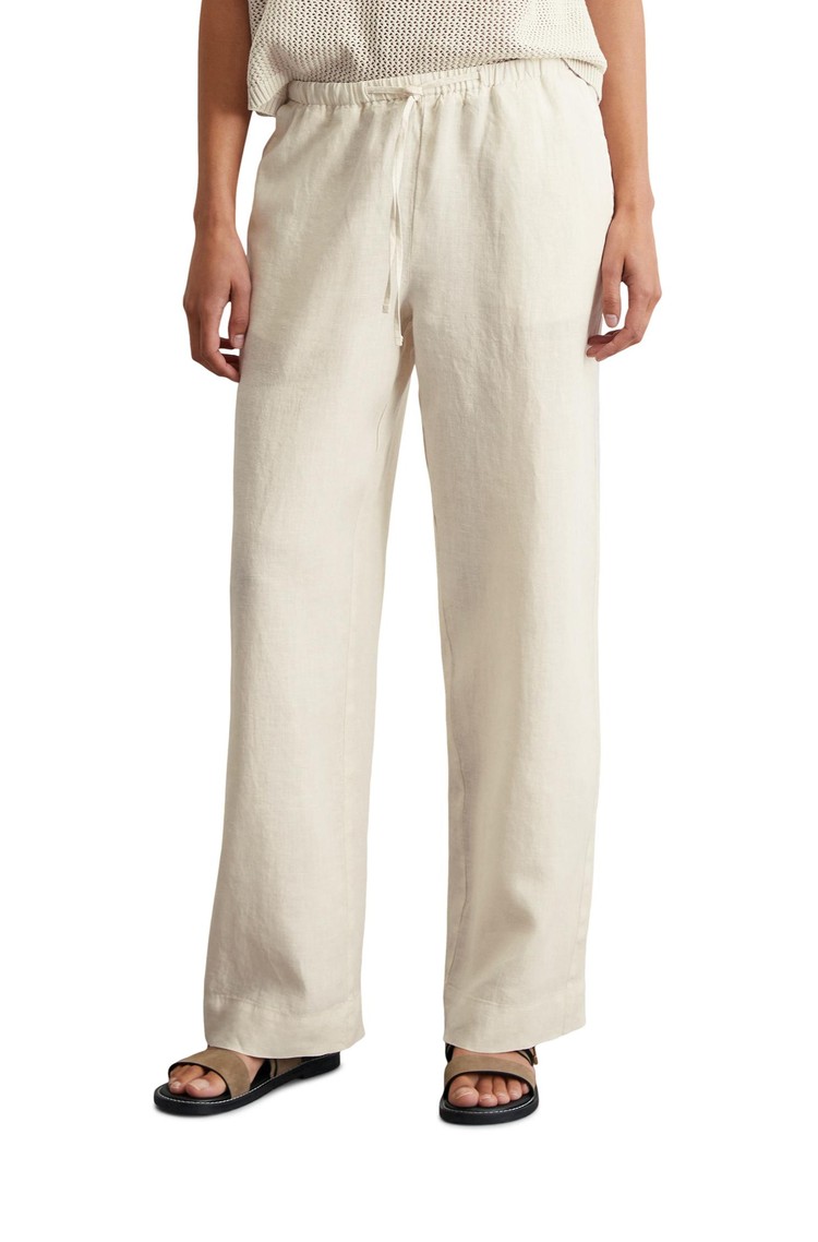 MARC O'POLO Linen joggpants straight with drawstring waistband Silky Stone 