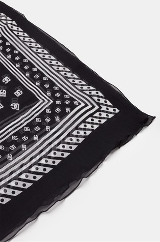 DOLCE &amp; GABBANA Silk scarf with all-over DG logo print Black 2