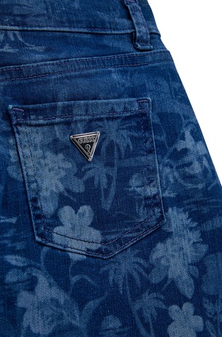 GUESS Mini denim krilo s cvetličnim vzorcem Modra - Blue 4