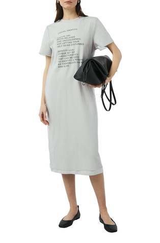 COMMA T-Shirt-Dress with front print and mesh layer Grey 3