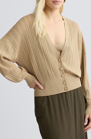 Viscose and lurex®-blend knit cardigan