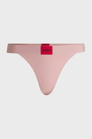 HUGO BOSS Stretch-cotton string briefs with red logo label Pink 3