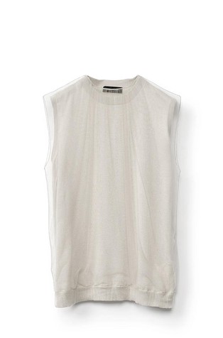 Cashmere silk tank top with tulle layer
