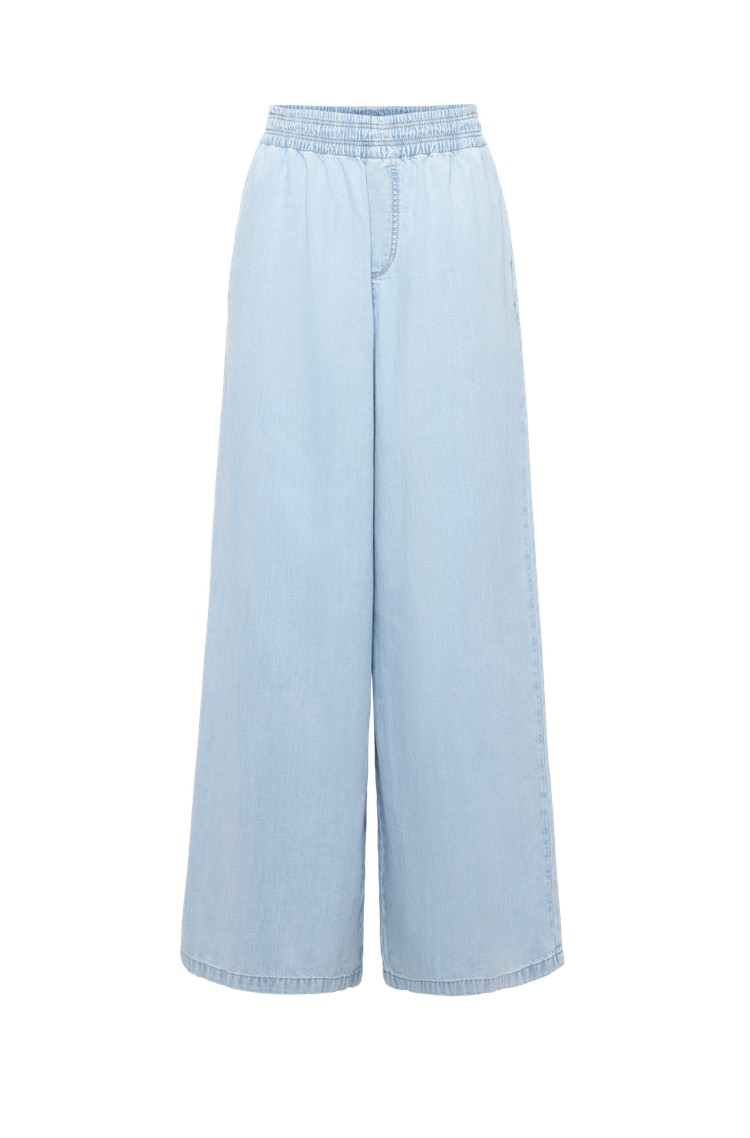 DRYKORN Bombažne denim hlače s širokimi hlačnicami Modra - Blue 