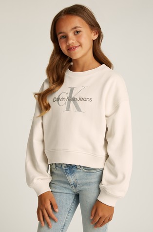 Relaxed fit pulover z bleščečim logotipom