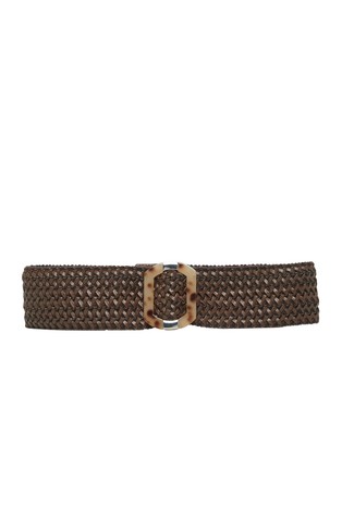 Wide elastic waist belt in braided look