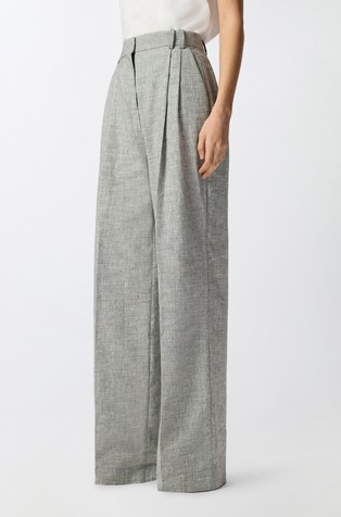 Wide trousers with pressed pleat detail