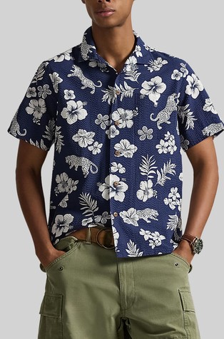 Classic fit teksturirana srajca s kratkimi rokavi