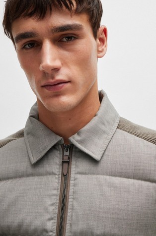 HUGO BOSS Hybrid knit jacket with quilted insert and down filling Grey 3