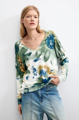Viscose-blend Printed Sweater