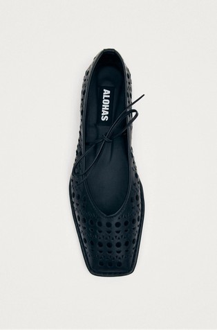 ALOHAS Sway Slit Leather Ballet Flats Black 4